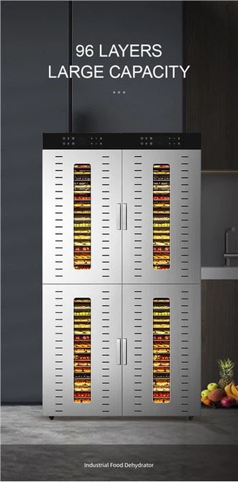 Séchoir électrique commercial en acier inoxydable à 96 plateaux pour viande séchée de bière et de cerf 100 kg